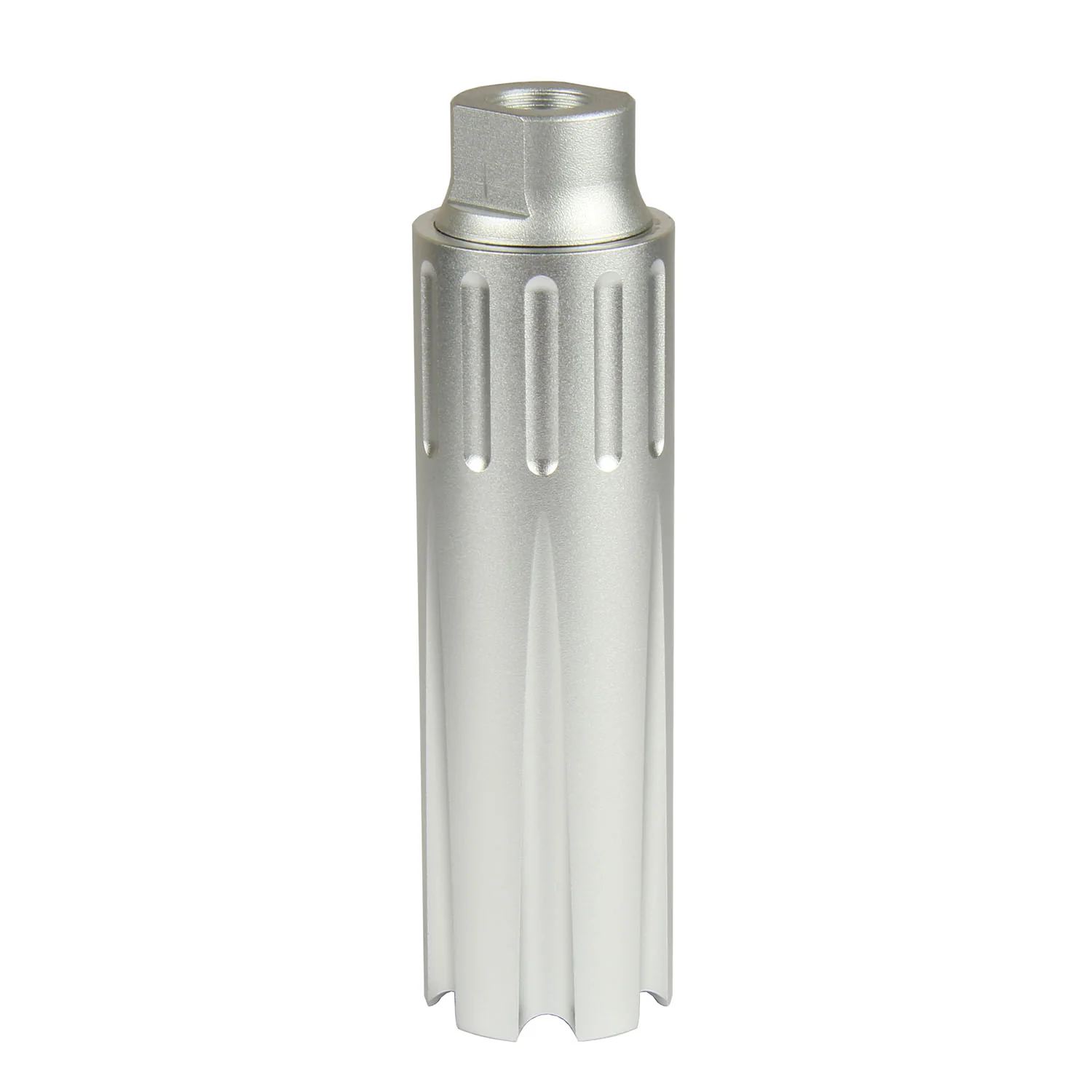 SILVER 4.5" Extra Long Low Concussion Linear Compensator Muzzle Brake for .22LR .223 556 .308 762 300 9MM - Image 4