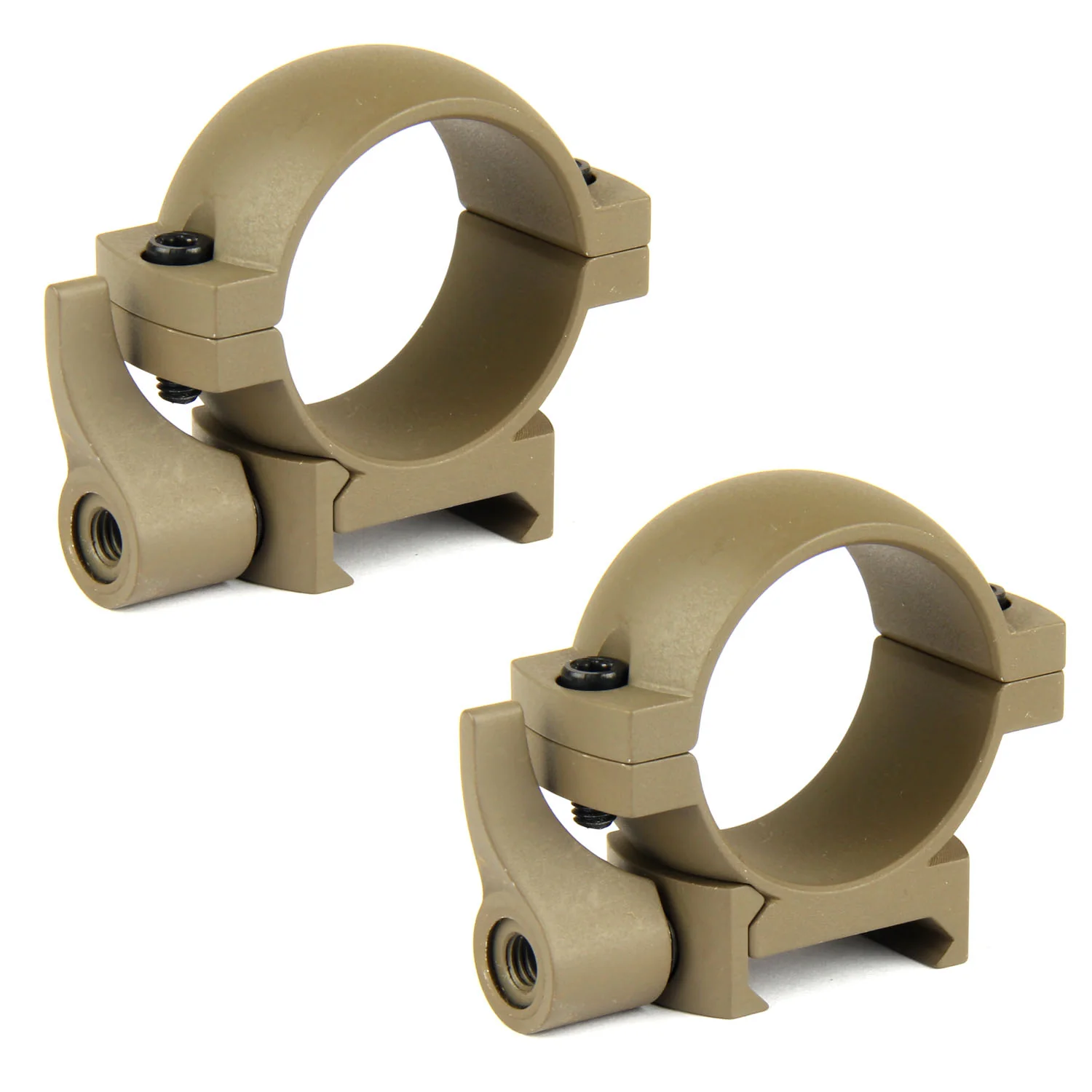 TAN 30mm Diameter Scope Rings w/ Quick Detach Lever for Picatinny & Weave - Image 4